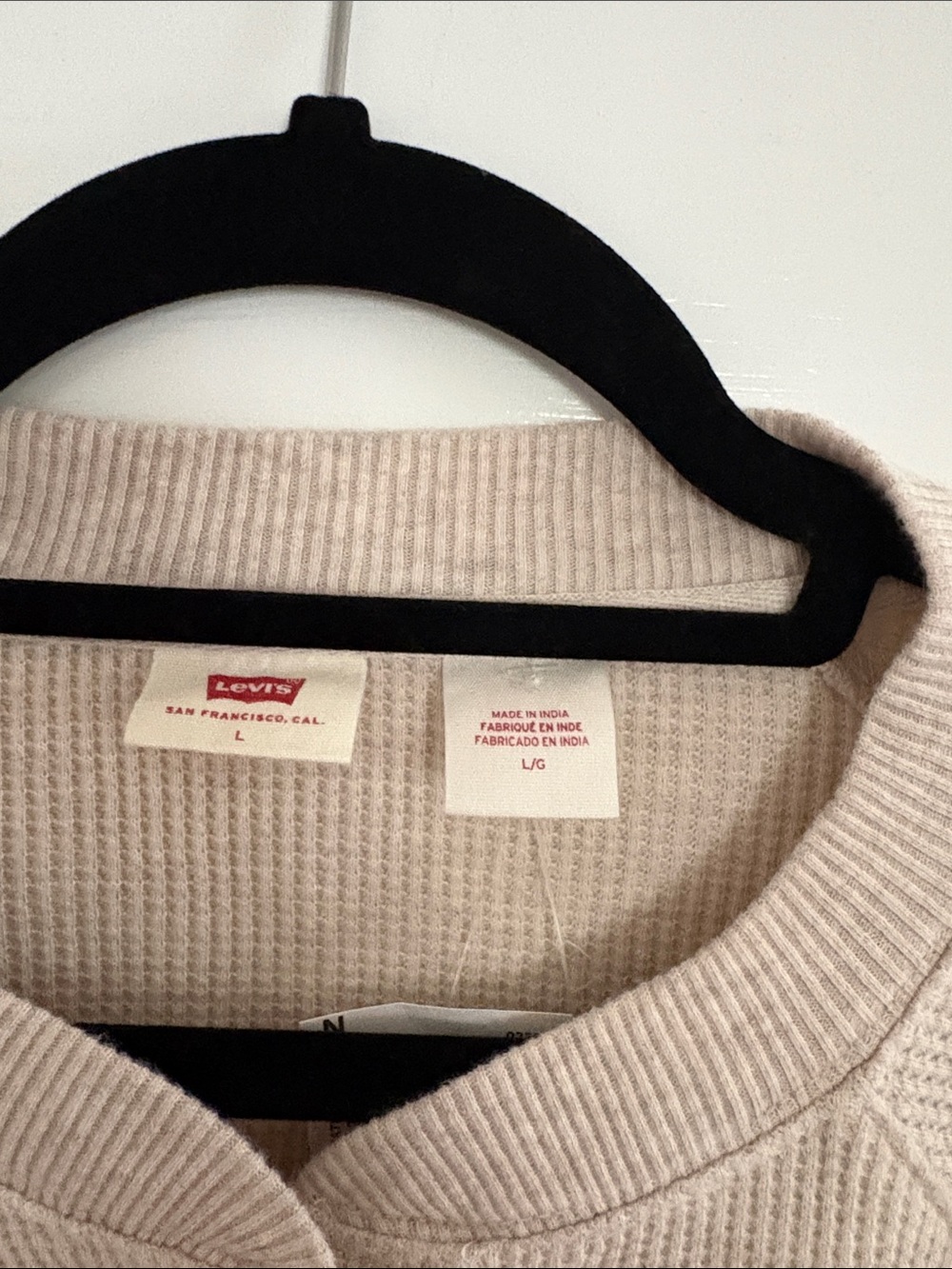 Levi's Cream Waffle-Knit Henley Sweatshirt - Picture 2 of 2